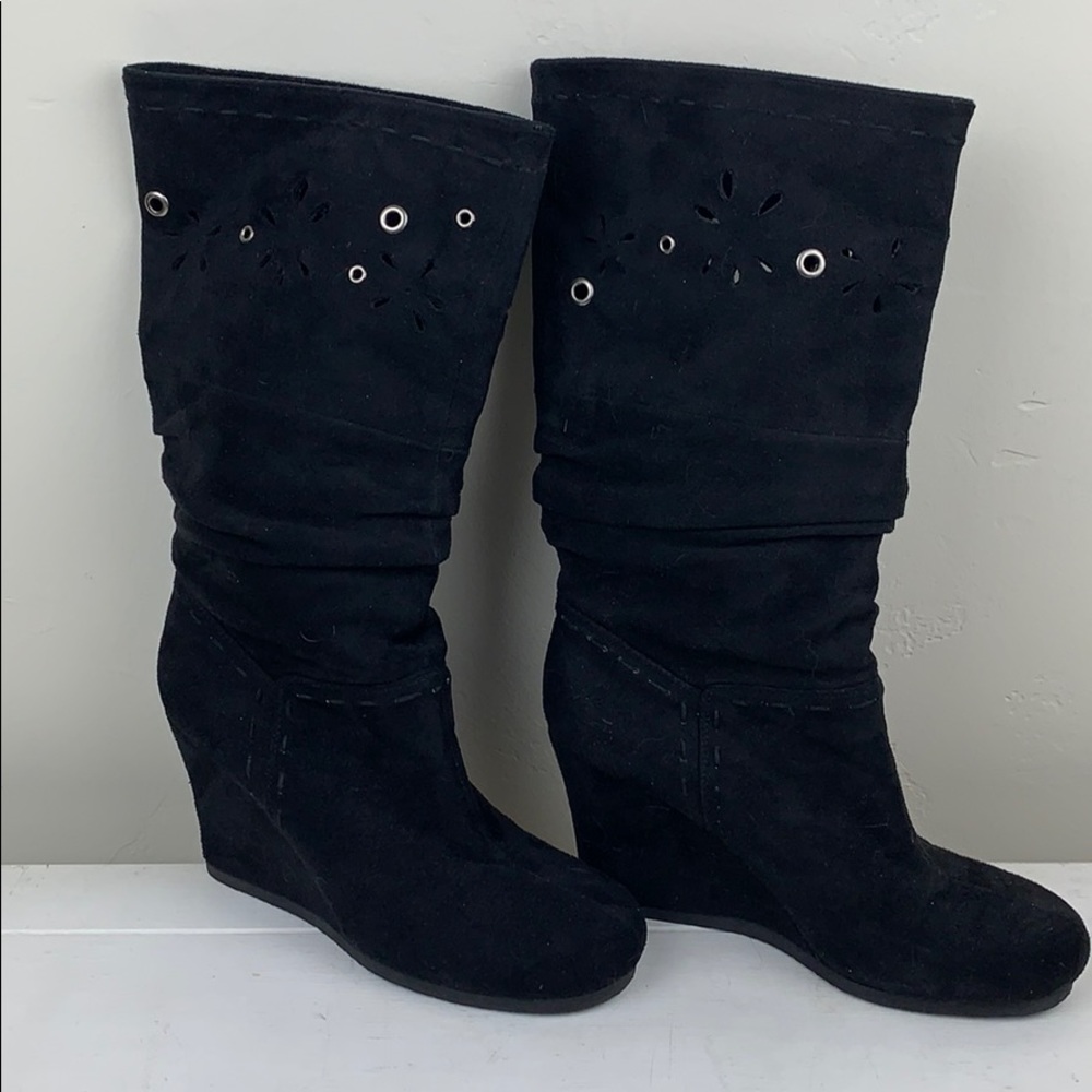 Black suede boots